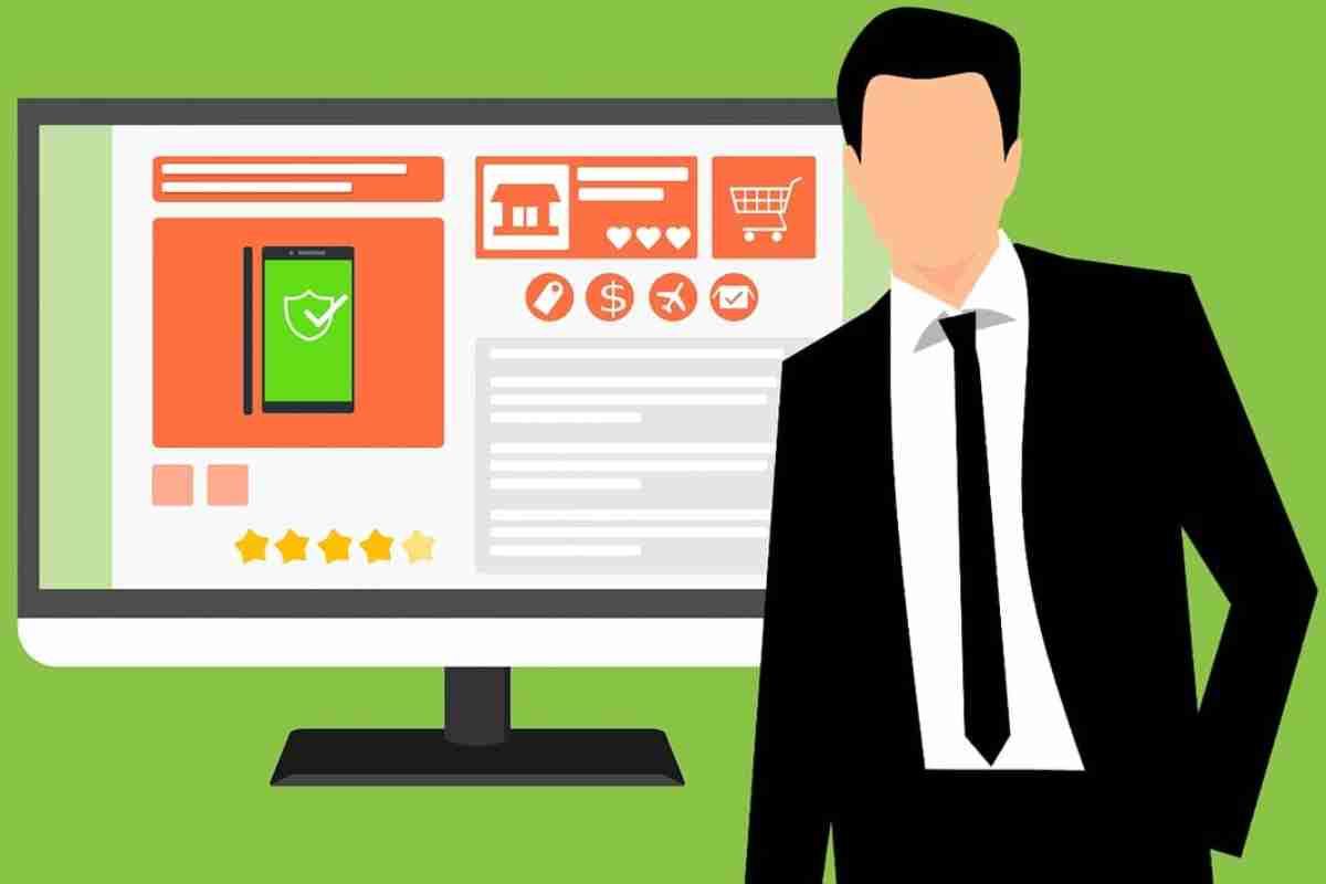 Grafica con uomo davanti al pc